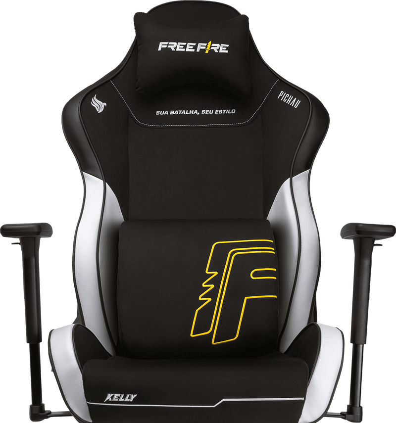 Cadeira Gamer Pichau Omega S Free Fire Kelly, Espuma Moldada, Braco 3D, Preto e Branco, PG-FF-KELLY